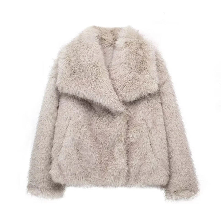 Gray fluffy jacket on a white background